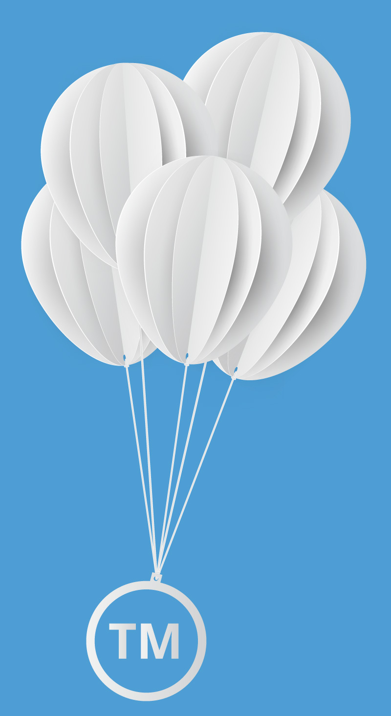 balloons holding a trademark symbol